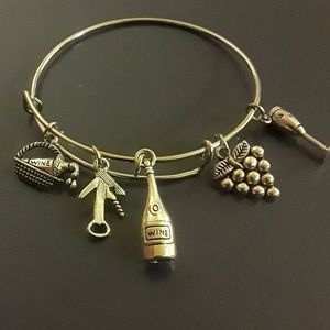 Wine bangle charm bracelet